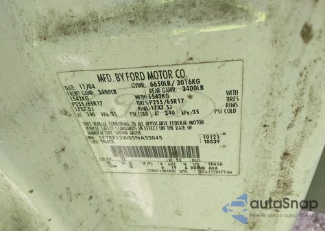 2005 Ford F-150 Stx/Xl/Xlt z USA, uszkodzony, nr VIN 1FTRF12W05NA53045